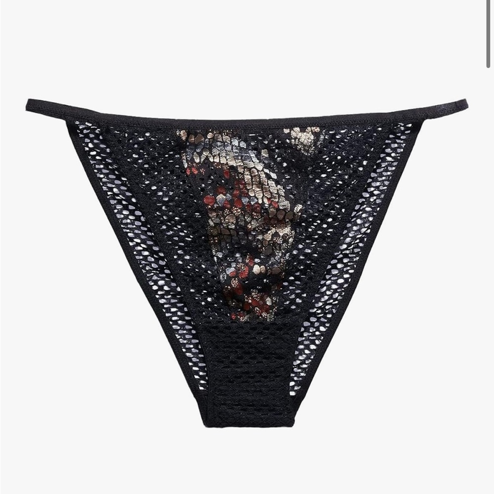 Savage X Fenty Black and Red Mesh Panties